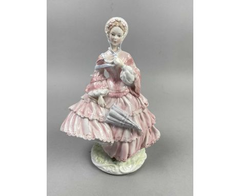 FOUR ROYAL WORCESTER VICTORIA AND ALBERT MUSEUM 'WALKING OUT DRESS' FIGURES (4)