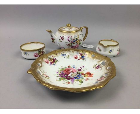 HAMMERSLEY 'LADY PATRICIA' PATTERN TEA POT, CREAM AND SUGAR,with bonbon dish and lidded jar, along with a set of six Spode 'L