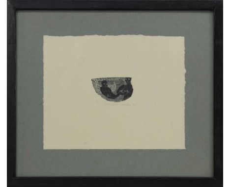 * HEATHER WILSON (SCOTTISH b. 1962),HELLO, SIMONwoodcut print on paper, signed, titled, dated '92 and numbered 6/15image size