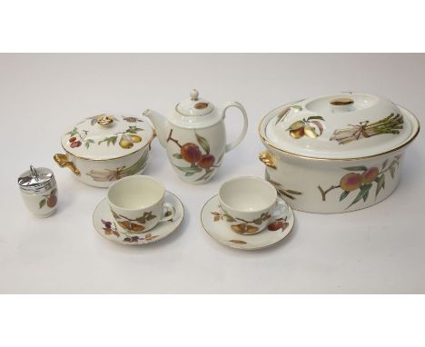 Four boxes of Royal Worcester Evesham serving and table ware to include: a pair of large oval casserole bowls and covers; var