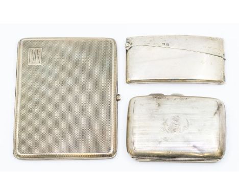 A collection of silver to include: 1. George V engine turned cigarette case, engraved initials CAK., hallmarked by Mappin & W