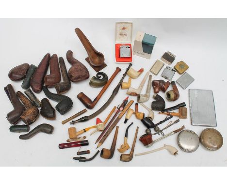 Quantity of pipe cases and spare pipe parts, lighters etc
