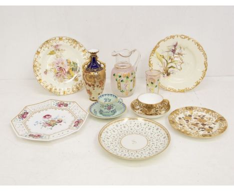 A collection of ceramics to include; late 19th Century Royal Crown Derby trio of cream and gold ground, commissioned by Phill