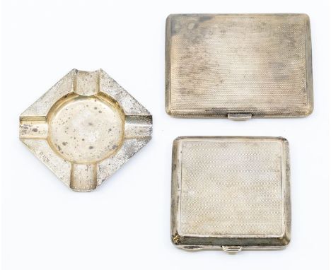 Two 20th Century silver engine turned cigarette cases, gilt interiors, both hallmarked Birmingham; 1 x S Blanckensee &amp; So