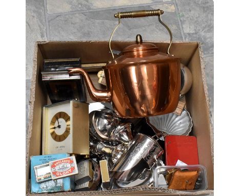 A collectors lot to include; collection of marbles, silver plate vintage iron, cut throat razors, miners lamp, match boxes wi