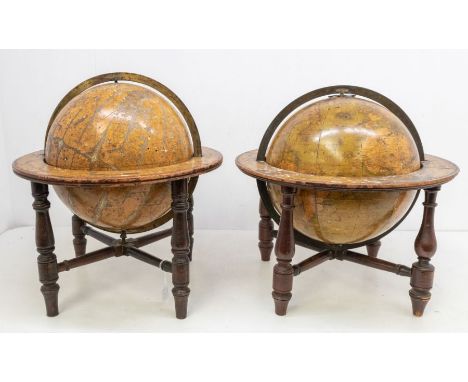 A pair of George III twelve inch terrestrial and celestial globes, T.M. Bardin, 16 Salisbury Square, London 1829, 'The New Tw