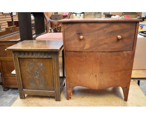 Early 20th Century coal box, in the 17th Century style along with a mahogany commode