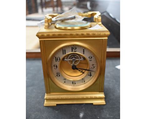 A French mantel clock / desk weather station with clock, temperature gauge and compass. Single train movement with balance es