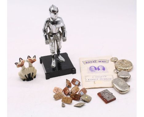 Collection of Collectable items includes plated Vesta and sovereign case, a commemorative George V Jubilee souvenir of a mini