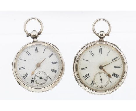 A Victorian silver open faced pocket watch, white enamel dial with Roman numerals, subsidiary seconds dial, dial approx 42mm,
