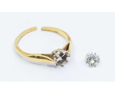 A diamond and 18ct gold ring, comprising a round brilliant cut diamond approx 0.50ct (diamond loose) assessed clarity VS1 ass