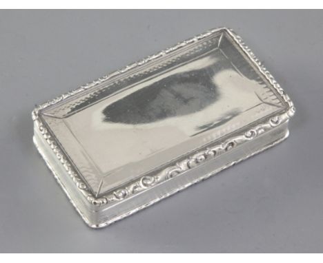 An early Victorian silver snuff box, by Francis Clark, hallmarked Birmingham 1840, of rectangular form with cast and applied 