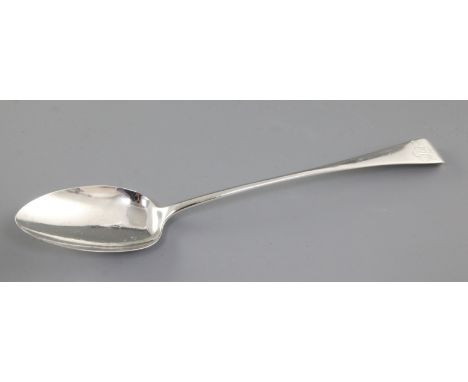A George III silver Old English pattern basting spoon, hallmarked London 1806, maker Richard Crossley, initialled to top, Len