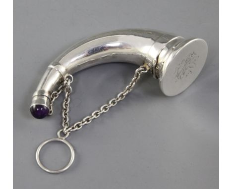 A Victorian silver cornucopia shaped combination vinaigrette and scent bottle, by Sampson Mordan & Co Ltd, hallmarked London 