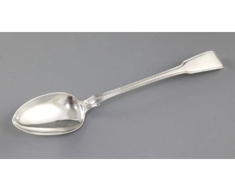 A large George III silver fiddle and thread pattern basting spoon, by Thomas Wilkes Barker, hallmarked London 1809, initialle