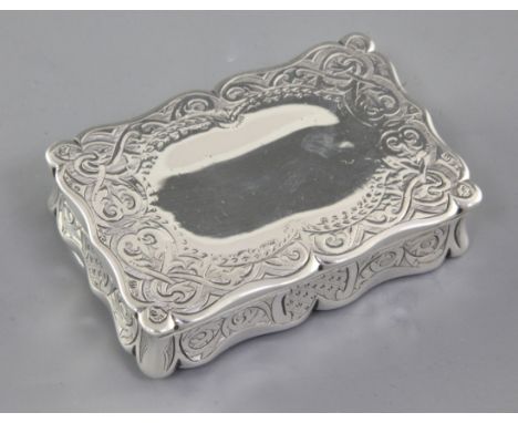 A Victorian silver snuff box, by Frederick Marson, hallmarked Birmingham 1867, of rectangular form with scalloped sides and e