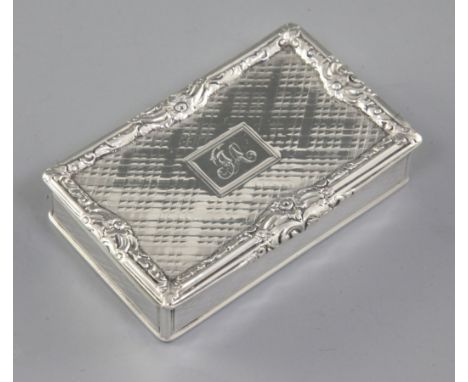 A William IV Scottish silver snuff box, by James Naismith, hallmarked Edinburgh, 1835 of rectangular form with raised cast fl