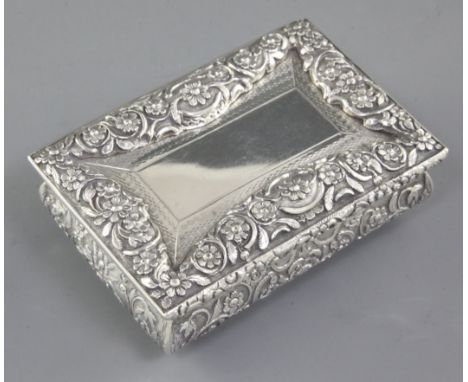 A good William IV engine turned silver table snuff box, by Joseph Wilmore, hallmarked for Birmingham 1837, of rectangular oge