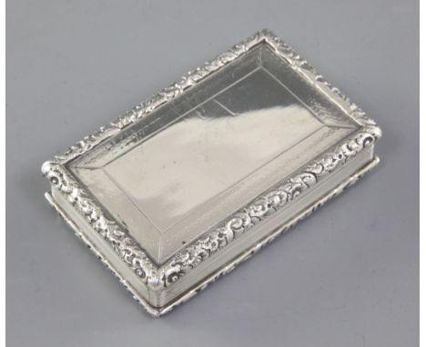 An early Victorian engine turned silver snuff box, by William Simpson, hallmarked Birmingham 1840, of rectangular form with r