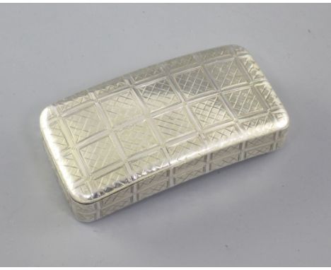 A George III silver gilt snuff box, hallmarked London 1802 and attributed to William Pitts, of concave form with engine turne