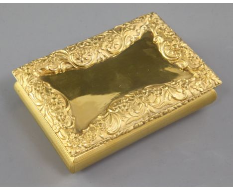 An impressive William IV twin compartment silver gilt table snuff box, by Nathaniel Mills, hallmarked Birmingham 1832, of rec