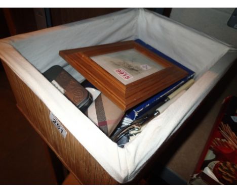 Box of collectables including marbles Spode plates cased flatware and a pair of Burberry sunglasses (perscription lens)  