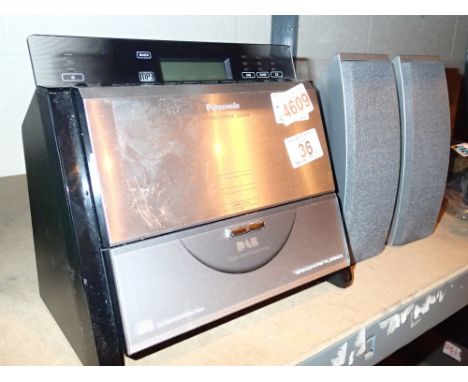 Panasonic CD stereo system SA EN9 with a pair of Pioneer speakers CONDITION REPORT: All electrical items in this lot have bee