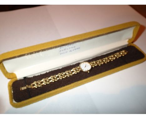 Rotary gold plated ladies wristwatch in case 