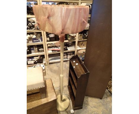 Vintage painted standard lamp and hand finished shade 