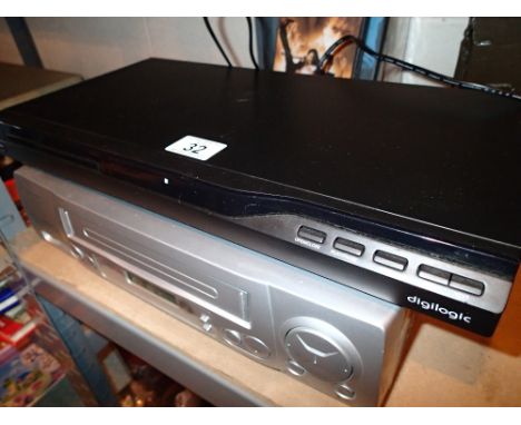 Video player and DVD player both with remotes and DVDs plus tapes  CONDITION REPORT: All electrical items in this lot have be