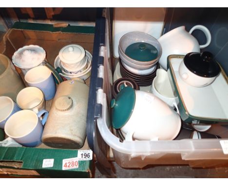 Shelf of mixed ceramics to include Denby ware and Hornsea Pottery 