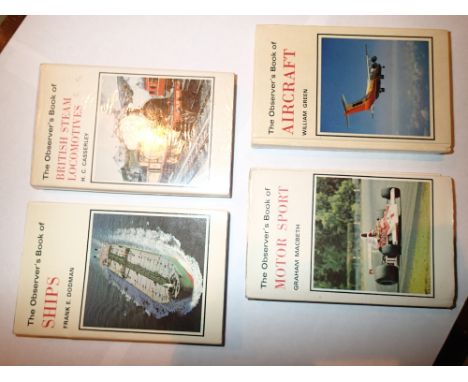 Childs microscope with slides and manual and four observers books aircraft motor sport trains ships 