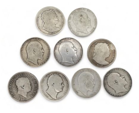 George III&nbsp;(1760-1820)&nbsp;½ Crown 2nd portrait together with various George IV and Edward VII half crowns various date
