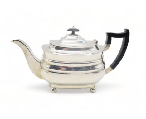 A George V silver tea pot, by William Hutton &amp; Sons, Sheffield 1936, of squat rectangular form, 662gms&nbsp; Condition Re