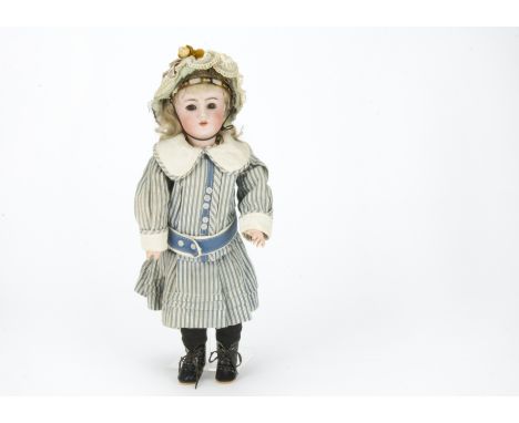 A Simon &amp; Halbig for Heinrich Handwerck child doll, with brown lashed sleeping eyes, pierced ears, blonde mohair wig, joi