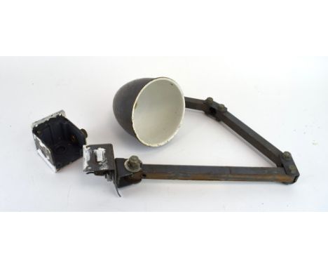 A 1960's grey enamelled three-arm wall lamp CONDITION REPORT: Heavy wear. Working order unknown.