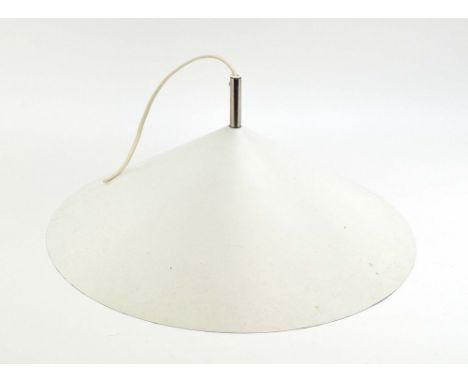 A 1970's Danish white enamelled ceiling light of trumpet form by Ei-Light CONDITION REPORT: Losses to enamelling throughout. 