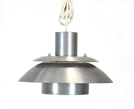 A miniature Nordlux aluminium pendant ceiling light CONDITION REPORT: Working order unknown. Some wear, pitting and discolour
