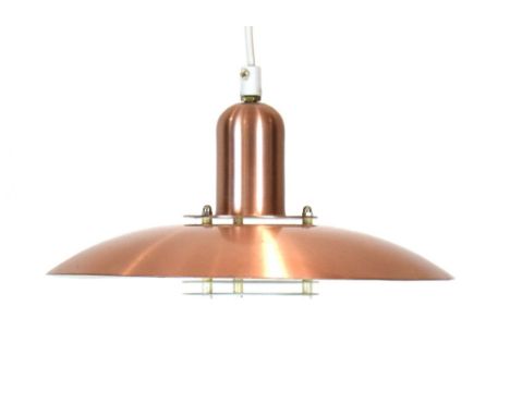A Danish copper coloured pendant ceiling light CONDITION REPORT: Working order unknown. Some wear.