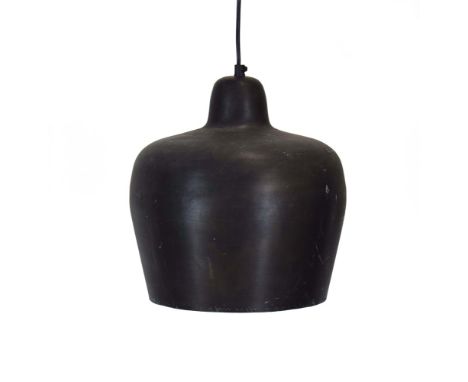 A brushed metal black pendant ceiling light CONDITION REPORT: Working order unknown. Some wear.