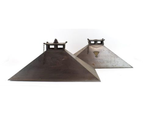 Two 'Light Efficiency' mirrored ceiling lights by 'The Amplifier Illumination Company' *Removed from a Haberdashery CONDITION