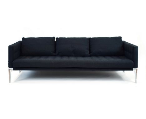 Philippe Starck for Cassina, a three-seater 'Volage' sofa in dark button upholstery on aluminium legs, l. 230 cm*Sold subject