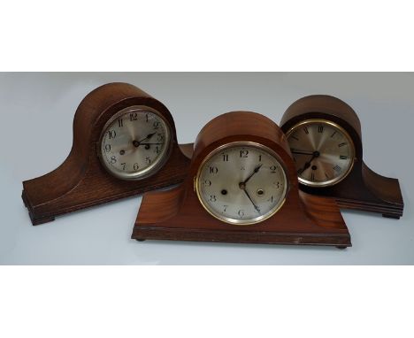 Three Napoleon hat mantel clocks 