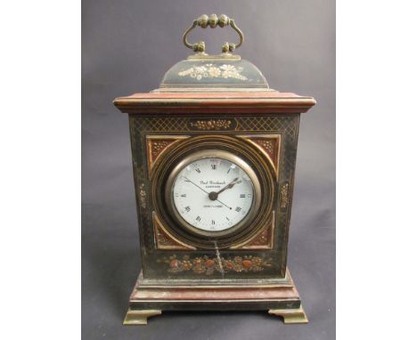A George III lacquered bracket clock, Roman numerated enamel dial signed Paul Rimbault, London (active 1770-85) with centre s