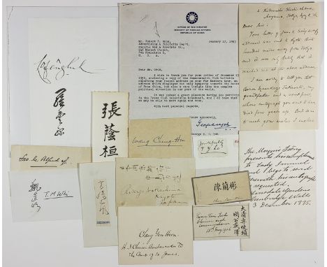 CHINESE AND JAPANESE DIPLOMATIC AND GOVERNMENTAL FIGURESGood group of one letter, one note, one signed photograph, one signed