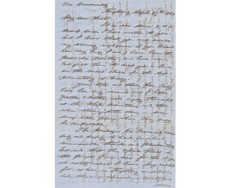 AMERICAN TRADER WRITES OF A DEADLY HONG KONG TYPHOONInteresting content A.L.S., 3pp. 8vo., Hong Kong, Sep. 22, 1862, from Fra