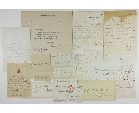 WESTERN DIPLOMATIC AND COLONIAL FIGURES IN CHINAGood group of five letters, two notes, and eight signatures, all executed by 
