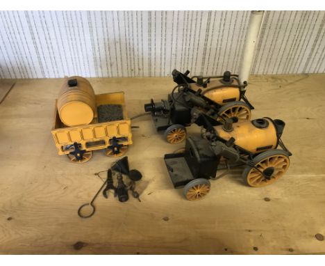 Included are 2 Hornby Stevenson rocket engines, and 1 carriage. Also included are extras parts and tools.
