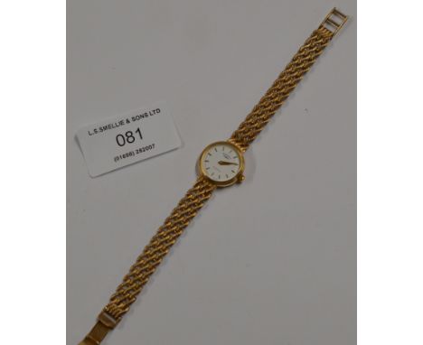 ROTARY LADIES 9 CARAT GOLD CASED WRIST WATCH ON 9 CARAT GOLD BRACELET     