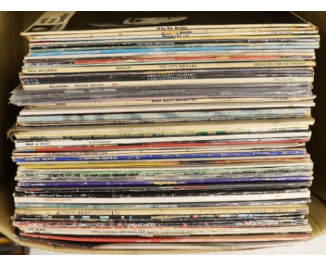 A collection of LP record albums and 12” singles (approx 50), artists include; the Beatles, Cliff Richard, Barbra Streisand, 